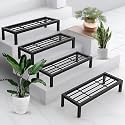 Pivalo Rectangle Plant Stand Anti-Rust Metal Flower Pot Holder Outdoor and Indoor Planters Gamla Stands for Balcony &amp; Living Room Home Decor (Pack of 4, Black)