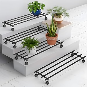 pivalo metal plant stand for balcony amp living room with wheels 120 kg capacity outdoor amp indoor use