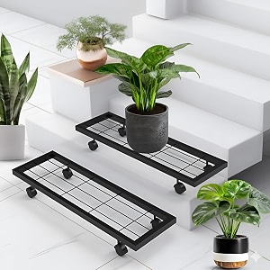 pivalo set of 2 plant stand for balcony amp living room with wheels 120 kg capacity - pot stand for outdoor amp indoor planters gamla flower pot plant stands for balcony decoration