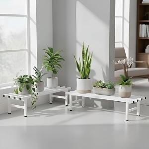 pivalo rectangular plant stand anti-rust metal shelf flower pot holder outdoor amp indoor planters gamla stands for balcony amp living room home decor set of 2 white