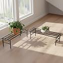 Pivalo Rectangular Plant Stand Anti-Rust Metal Shelf Flower Pot Holder Outdoor &amp; Indoor Planters Gamla Stands for Balcony &amp; Living Room Home Decor (Set of 2, Black)