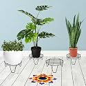 Pivalo Round Plant Stand Galvanised Metal Gamla Support Corner Rack Display Shelf Indoor &amp; Outdoor Flower Pot Holder for Planters Home Garden Balcony Decoration (Pack of 4, Black)