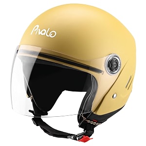 pivalo x-pearl 580mm half face helmet with outer clear visor glossy finish scratch resistant open-face for bike scooty riding men and women pack of 1 black