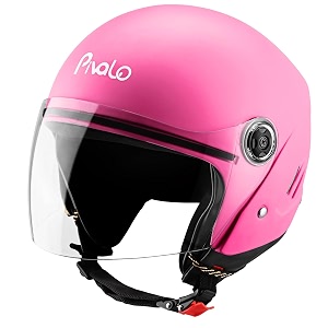pivalo x-pearl 580mm half face helmet with outer clear visor glossy finish scratch resistant open-face for bike scooty riding men and women pack of 1 pink