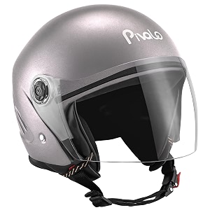pivalo x-pearl 580mm half face helmet with outer clear visor glossy finish scratch resistant open-face for bike scooty riding men and women pack of 1 sblack