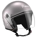 Pivalo X-Pearl 580MM Half Face Helmet with Outer Clear Visor Glossy Finish Scratch Resistant Open-Face for Bike Scooty Riding Men and Women (Pack of 1, S.Black)