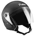 Pivalo X-Pearl 580MM Half Face Helmet with Outer Clear Visor Matt Finish Scratch Resistant Open-Face for Bike Scooty Riding Men and Women (Pack of 1, Matt Black)