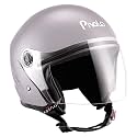 Pivalo X-Pearl 580MM Half Face Helmet with Outer Clear Visor Glossy Finish Scratch Resistant Open-Face for Bike Scooty Riding Men and Women (Pack of 1, Silver)