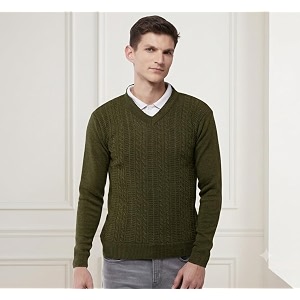Pivl Mens V Neck Winter Solid Sweater