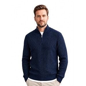 Pivl Mens Winter Half Zip Solid Sweater