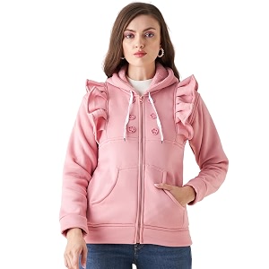 Pivl Women Solid Hooded Casual Jacket For