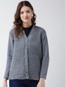 Pivl Woven V Neck Casual Women Grey Sweater