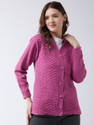 Pivl Woven V Neck Casual Women Purple Sweater