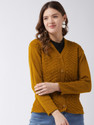 Pivl Woven V Neck Casual Women Yellow Sweater