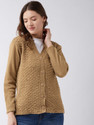 Pivl Woven V Neck Casual Women Beige Sweater