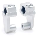 Pivoting Handlebar Risers – 2'' Height Rise CNC Aluminum Mount for 7/8'' & 1-1/8'' Handlebars – Fits 7/8'' Stem Clamp Silver