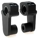 Pivoting Handlebar Risers 2'' Height Rise – Billet Aluminum Universal Motorcycle Bar Clamps for 7/8'' &amp; 1-1/8'' Handlebars – Mounts to Oversize 1-1/8'' Stem Clamp Black