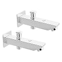 Pixaflo Crux Brass Bath Tub Diverter Spout with Wall Flange | Tip-Ton | Chrome (Pack of 2)