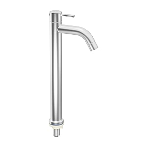 pixaflo florent ss-304 extended tall body pillar cock 1234 tap for wash basin stainless steel brushed silver