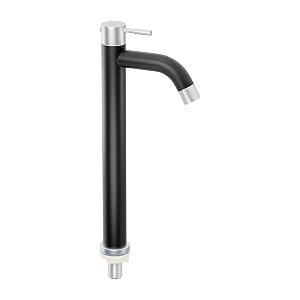 pixaflo florent ss-304 extended tall body pillar cock 1234 tap for wash basin stainless steel black silver
