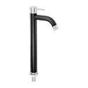 Pixaflo Florent SS-304 Extended Tall Body Pillar Cock 12" Tap for Wash Basin, Stainless Steel (Black Silver)