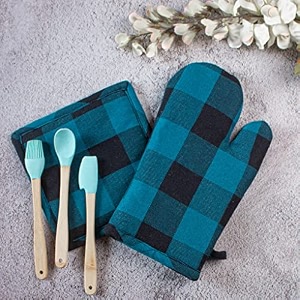 pixel home decor thick padded heat resistant oven glove with pot holder uniball