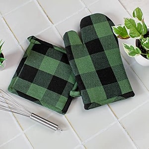 pixel home decor thick padded heat resistant oven glove with pot holder mint green