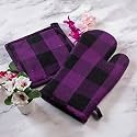 PIXEL HOME DECOR Thick Padded Heat Resistant Oven Glove with Pot Holder Voilet