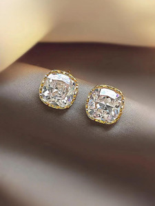 PIXFLIK Geometric Inlay Alloy Artificial Gemstones Ear