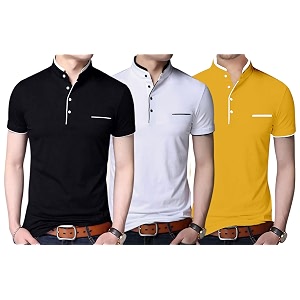 Pixie Fashion Polycotton Mandarin Collar Half Sleeves