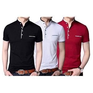 Pixie Fashion Polycotton Mandarin Collar Half Sleeves