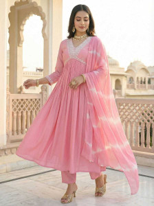 PIYANASHI Embroidered Anarkali Kurta Bottom Dupatta