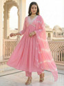 PIYANASHI Embroidered Anarkali Kurta Bottom Dupatta