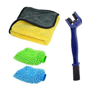 piyush microfiver clothchain brushgloves-2 car and and chain brush combo pack-of 4 combo