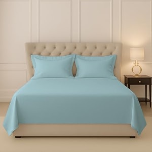 pizuna 100 cotton bedsheet for double bed 5 feet 400 thread count long staple cotton double bed sheet 90x100 inch with 2 pillow covers lavender frost bedsheets for double bed cotton bedsheet