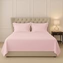 Pizuna 100% Cotton Bedsheet for Double Bed 5 Feet, 400 Thread Count Long Staple Cotton Double Bed Sheet 90x100 Inch with 2 Pillow Covers, Light Pink Bedsheets (Cotton Bedsheet)