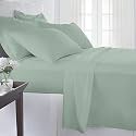 Pizuna 100% Cotton Bedsheet for Double Bed 5 Feet, 400 Thread Count Long Staple Cotton Double Bed Sheet 90x100 Inch with 2 Pillow Covers, Sea Foam Bedsheets for Double Bed (Cotton Bedsheet)