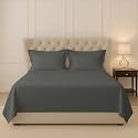 Pizuna 100% Cotton Queen Size Bedsheet 5 Feet, 400 Thread Count Long Staple Cotton Bed Sheet Queen Size 90x110 Inch with 2 Pillow Covers, Dark Grey Bedsheet for Queen Size Bed (Cotton Bedsheet)