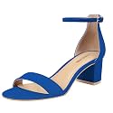 PIZZ ANNU Women's Low Block Chunky Heels Sandals Comfortable Open Toe Ankle Strap Party Dress Pump Shoes Strappy Buckle Heeled Sandal with 2 Inches Tall Thick Heel Design