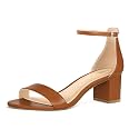 PIZZ ANNU Women's Low Block Chunky Heels Sandals Comfortable Open Toe Ankle Strap Party Dress Pump Shoes Strappy Buckle Heeled Sandal with 2 Inches Tall Thick Heel Design