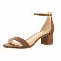PIZZ ANNU Women's Low Block Chunky Heels Sandals Comfortable Open Toe Ankle Strap Party Dress Pump Shoes Strappy Buckle Heeled Sandal with 2 Inches Tall Thick Heel Design