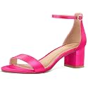 PIZZ ANNU Women's Low Block Chunky Heels Sandals Comfortable Open Toe Ankle Strap Party Dress Pump Shoes Strappy Buckle Heeled Sandal with 2 Inches Tall Thick Heel Design