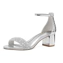 PIZZ ANNU Women's Low Block Chunky Heels Sandals Comfortable Open Toe Ankle Strap Party Dress Pump Shoes Strappy Buckle Heeled Sandal with 2 Inches Tall Thick Heel Design