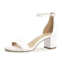 PIZZ ANNU Women's Low Block Chunky Heels Sandals Comfortable Open Toe Ankle Strap Party Dress Pump Shoes Strappy Buckle Heeled Sandal with 2 Inches Tall Thick Heel Design