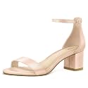 PIZZ ANNU Women's Low Block Chunky Heels Sandals Comfortable Open Toe Ankle Strap Party Dress Pump Shoes Strappy Buckle Heeled Sandal with 2 Inches Tall Thick Heel Design
