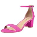 PIZZ ANNU Women's Low Block Chunky Heels Sandals Comfortable Open Toe Ankle Strap Party Dress Pump Shoes Strappy Buckle Heeled Sandal with 2 Inches Tall Thick Heel Design