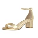 PIZZ ANNU Women's Low Block Chunky Heels Sandals Comfortable Open Toe Ankle Strap Party Dress Pump Shoes Strappy Buckle Heeled Sandal with 2 Inches Tall Thick Heel Design