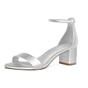 PIZZ ANNU Women's Low Block Chunky Heels Sandals Comfortable Open Toe Ankle Strap Party Dress Pump Shoes Strappy Buckle Heeled Sandal with 2 Inches Tall Thick Heel Design