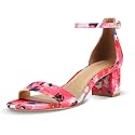 PIZZ ANNU Women's Low Block Chunky Heels Sandals Comfortable Open Toe Ankle Strap Party Dress Pump Shoes Strappy Buckle Heeled Sandal with 2 Inches Tall Thick Heel Design