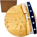 Pizza Cutting Board & Pizza Cutter, 14" Pizza Board | Gift Pizza Set, Best Pizza Cutter Rocker Blade, Bamboo Pizza Cutting Board, Pizza Slicer, Pizza Serving Board,Pizza Rocker Knife For Cutting Pizza